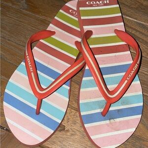 Coach Striped Flip Flops